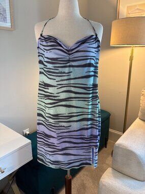 Princess Polly Mesh Mini Dress Tiger Print Size 16 / AU 20 Y2K Vibe